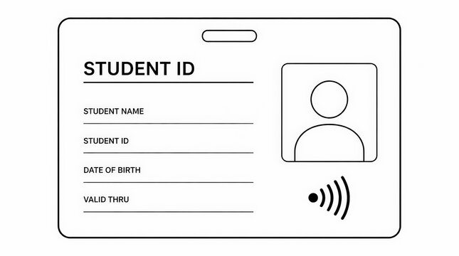 Student Identification Card with Photo Placeholder and NFC Chip Symbol for Access and Verification