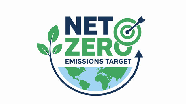 Net Zero Emissions Target Concept Illustration.