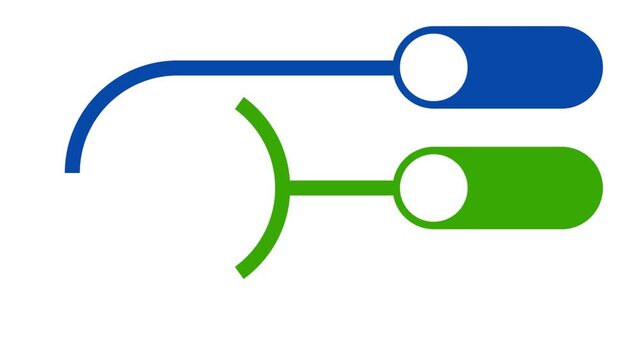 Animated branching infographic on a white background. Three colorful paths leading to blank options. Perfect for hierarchy or decision presentations.