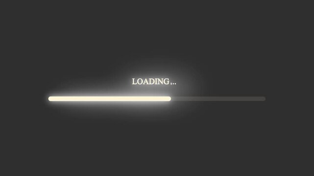 Glowing Loading Bar Progress Animation with Soft Light Effect on Dark Background