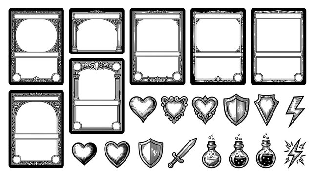 Blank Game Card Templates and Icons for Fantasy and RPG
