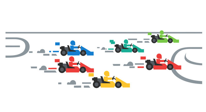 Go Kart Race, Colorful Competition, Speed, Action, Recreation