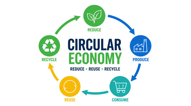 Circular Economy Diagram Representing Reuse and Recycling.
