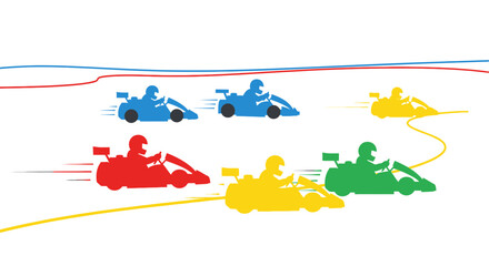 Go-kart Race Colorful Competition Speed Motion Abstract Flat Design © Fatim