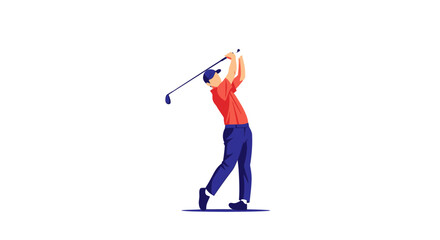 Fototapeta premium Golfer Swinging Club, Sports Illustration, Dynamic Action