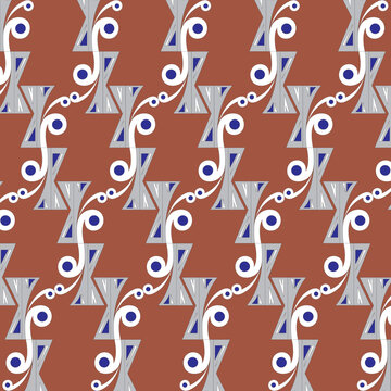 Modern Batik Parang Geometric Seamless Pattern on Terracotta Background