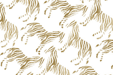 Fototapeta premium Zebra png pattern, transparent background, gold animal print