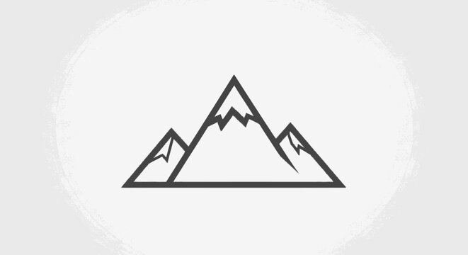 Minimalist triangular mountain logo icon on textured background.