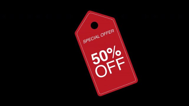 50 percent off sale tag animation
