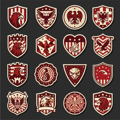 Obraz premium Eagle crests vector icon set