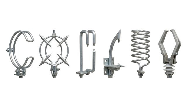 High Voltage Arching Horn and Transmission Line Protection Hardware Isolated on White