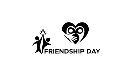 Naklejka premium Friendship Day Logo Design with Heart and Abstract People Figures