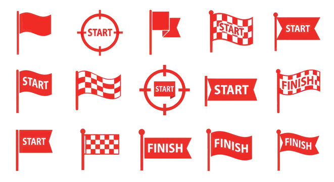 Red flags with start and finish text.