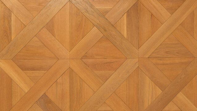 Natural wooden parquet floor showing geometric pattern detail.