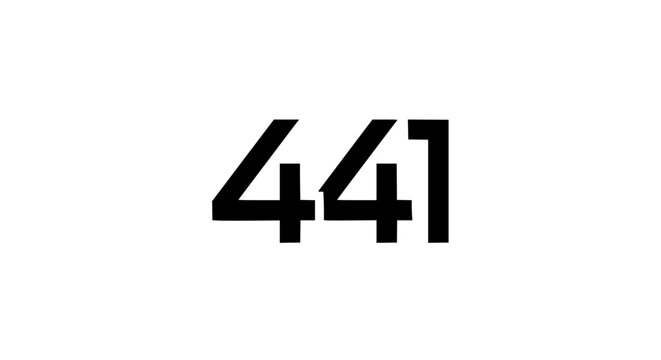 Bold Black Number 441 Isolated on White Background