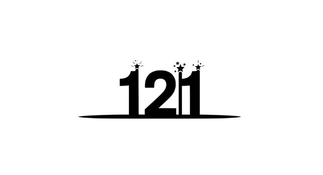 Creative 121 Number Logo Design with Star Accents