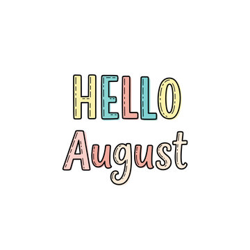 hello august colorful text