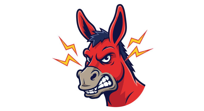 angry cartoon donkey head with lightning bolts