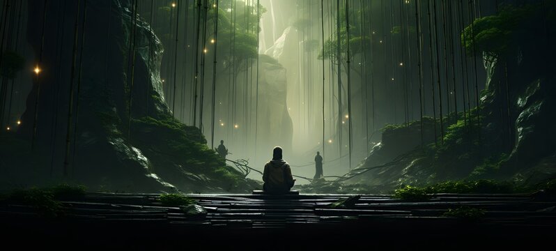 bamboo forest humanidad full body. Generative AII