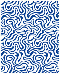 Fototapeta premium Vector Illustration retro organic seamless pattern with minimalist wavy shapes groovy background for wallpaper and fabric