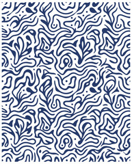 Fototapeta premium Vector Illustration retro organic seamless pattern with minimalist wavy shapes groovy background for wallpaper and fabric