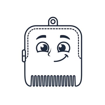 Cute cartoon face with simple thick border vector illustration.