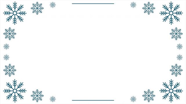Snowflakes seamless border animation. Snowflakes seamless pattern. Snow border frame. Template for winter design