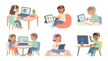 Fototapeta premium People of different ages learning and working online at home.