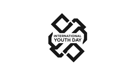 International Youth Day Logo Black and White Abstract Design © Slamet