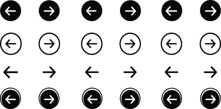 Navigation Arrow SVG Bundle | Left and Right Pointer Vector Icons. Website Interface Buttons Clipart | Next Previous Directions Silhouette Set