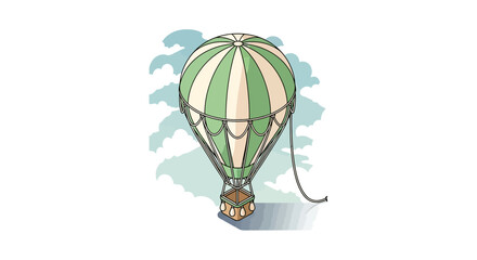 Fototapeta premium Vintage Hot Air Balloon Ascending in Cloudy Sky