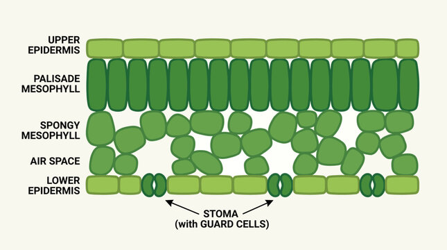Leaf Cross-Section Stomata and Mesophyll Detail