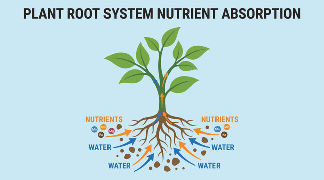 Plant Root System Nutrient Absorption Diagram