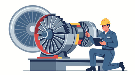 Aerospace Engineer Inspecting Aircraft Turbine Engine Components © Bima