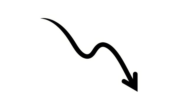 Finance - Curved Arrow Pointing Downward Showing Stock Market Decline and Economic Downturn Trend