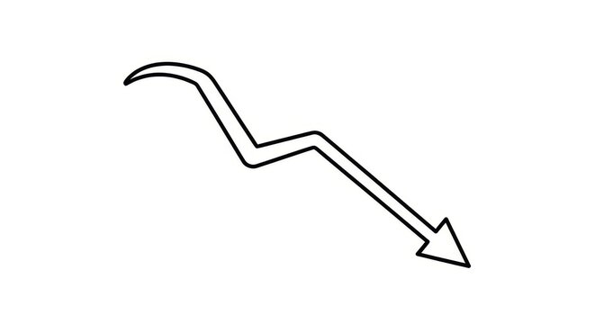 Finance - Downward Trending Arrow Showing Stock Market Decline and Economic Recession on White Background