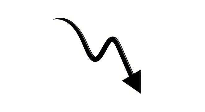 Finance - Declining Market Trend Arrow Curving Downward Indicating Economic Loss and Stock Price Drop