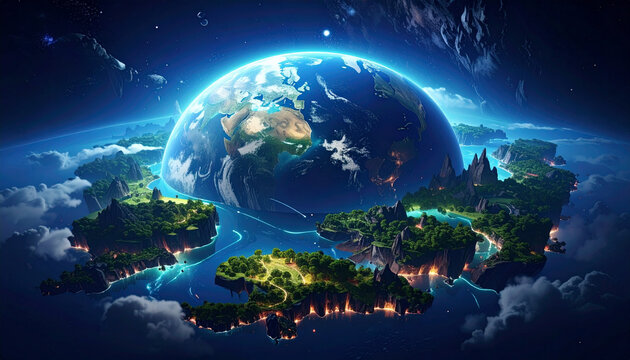 Terra fant&aacute;stica com ilhas