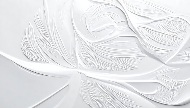 Intricate abstract white embossed pattern resembling floral motifs and swirling textures, elegant organic design element