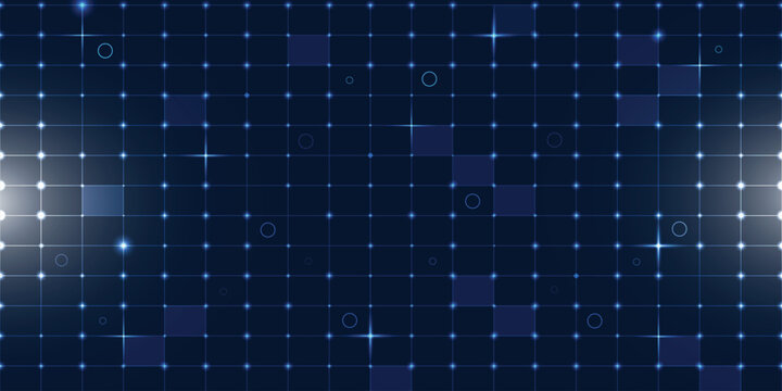 Futuristic hud technology background with glowing blue grid and circles