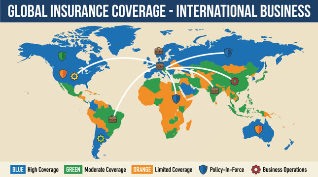 Global Insurance World Map Coverage International Business