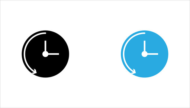 Simple clock with circular arrow outline icon representing refresh, history, recurring schedule, update, time tracking, synchronization, and workflow management. Ideal for web, mobile, dashboard, and 