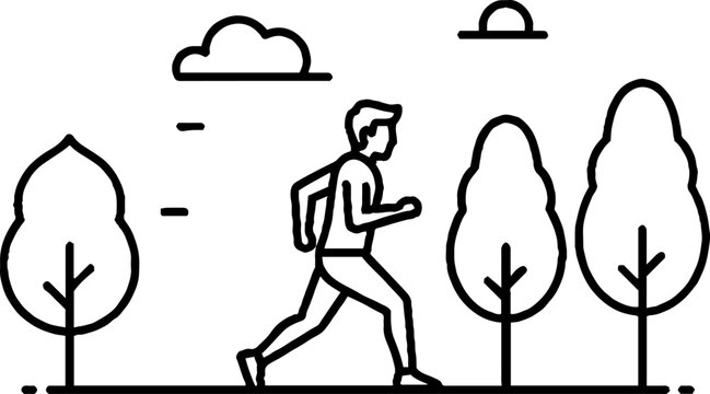 Person jogging outdoors with backpack in nature setting.