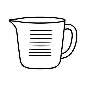 Quart Measuring Cup Black Outline Coloring Page Illustration