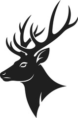 Naklejka premium Black silhouette deer head with antlers