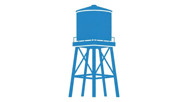 Blue Water Tower on Elevated Structure.