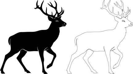 Fototapeta premium Two deer silhouettes with antlers standing
