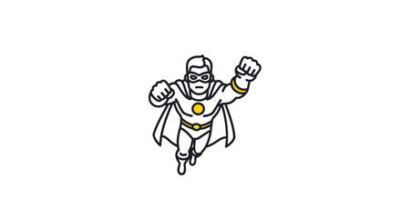 Fototapeta premium Superhero Flying Action Pose, Comic Style Character with Cape and Mask