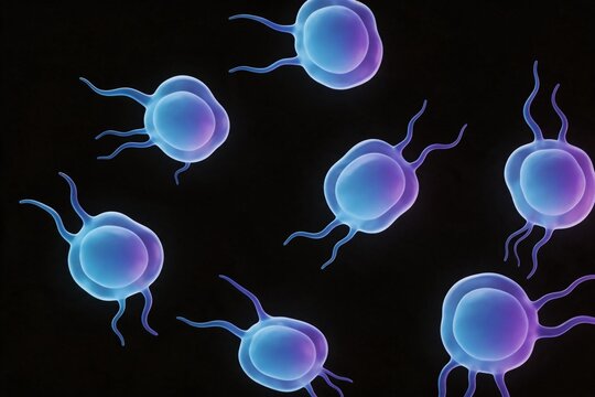 Microscopic cells with tentaclelike structures