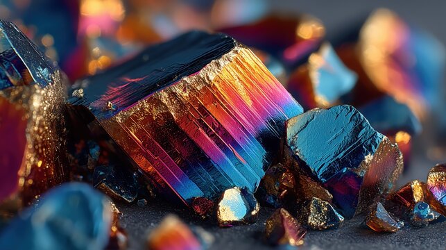 Extreme Macro Photography of Titanium Oxide Microcrystals with Iridescent Interference Colors